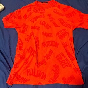 (READ DISC!*) Louis Vuitton Jacquard Towelling Cities Red Shirt Men's size XXL